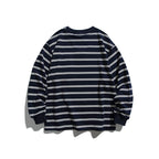 Unisex Oversize Long Sleeve with maritime stripe pattern and functional zippered chest pocket Fashion Glam