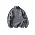 Unisex Structured Half-Zip Knit Sweater with High Stand-Up Collar and Ribbed Rib Knit Fashion Glam