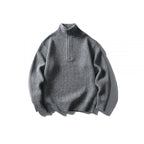 Unisex Structured Half-Zip Knit Sweater with High Stand-Up Collar and Ribbed Rib Knit Fashion Glam