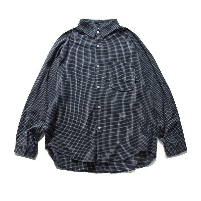 Men's Oversized Checkered Long Sleeve Shirt with Chest Pocket Fashion Glam