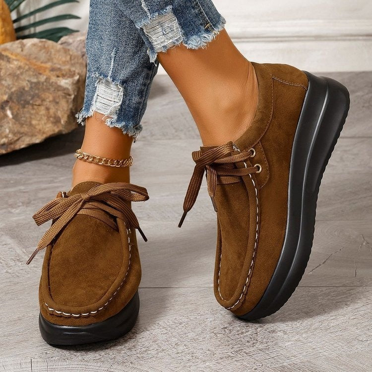 Women’s Platform Moccasins made of Suede with Padded Comfort Insole Fashion Glam