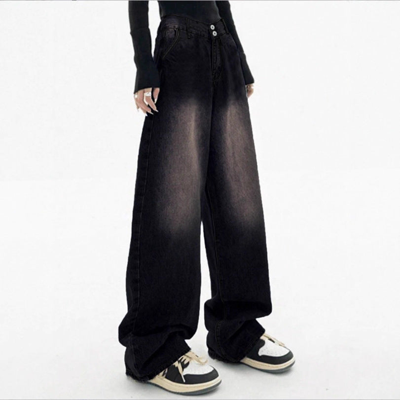 Women's High-Waisted Baggy Jeans made of Denim with Extra Wide Leg and Used-Fade Fashion Glam