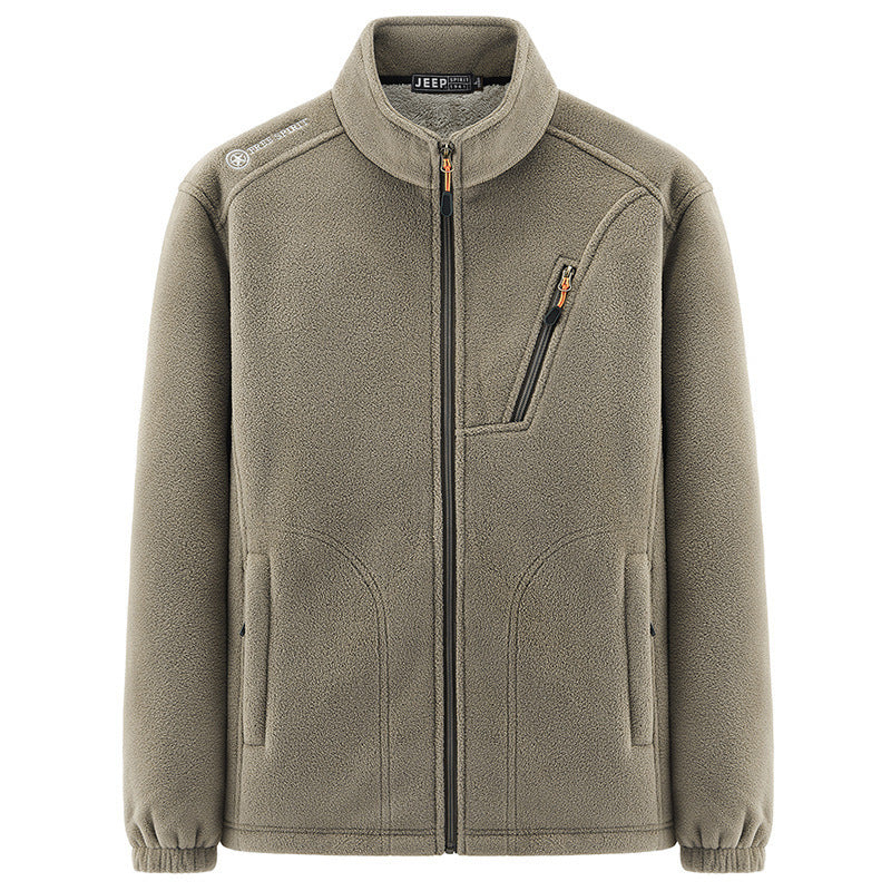 Men's thermal fleece jacket with Sherpa lining, stand-up collar and zippered pockets Fashion Glam