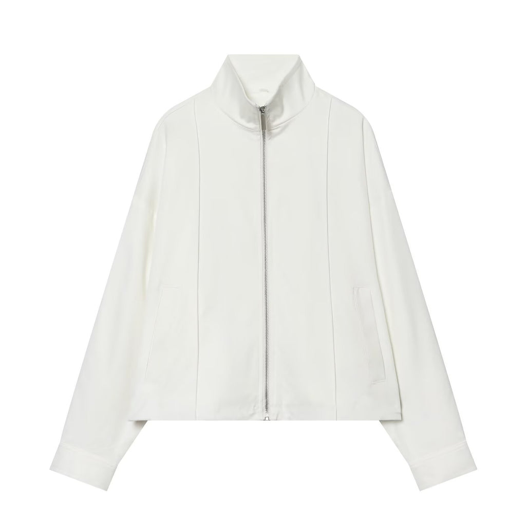 Women's Boxy Zip Jacket made of technical stretch with stand-up collar Fashion Glam