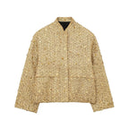 Women's embellished bouclé bomber jacket with sequins and rhinestones Fashion Glam