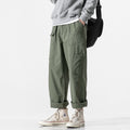 Men's loose cotton cargo pants in baggy cut with multifunctional pockets and rolled hem Fashion Glam