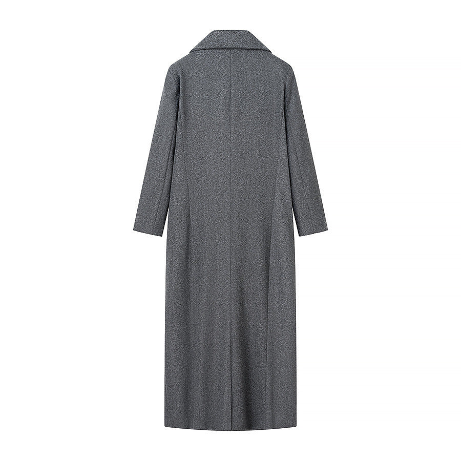 Ladies Longline Wool Cape Coat with Shawl Collar and Boxy Silhouette Fashion Glam