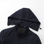 Men's Minimalistic Hooded Softshell Jacket with Sealed Zippers and Elastic Cuffs Fashion Glam