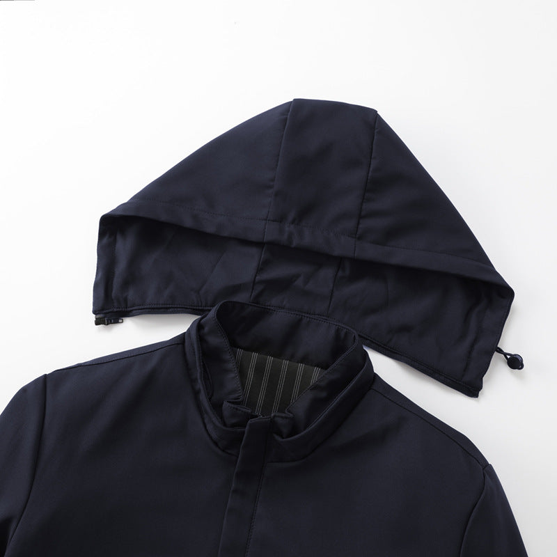 Men's Minimalistic Hooded Softshell Jacket with Sealed Zippers and Elastic Cuffs Fashion Glam