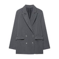 Women's oversized structured double-breasted blazer with wide lapels and patch pockets Fashion Glam