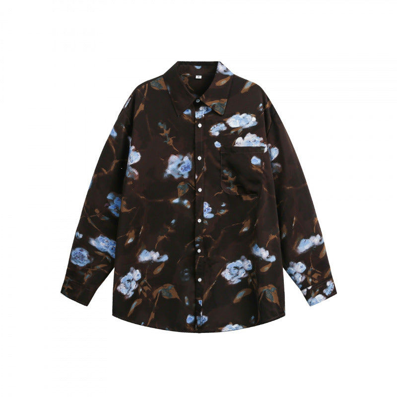 Unisex Oversize Shirt with floral print, boxy silhouette and chest pocket Fashion Glam