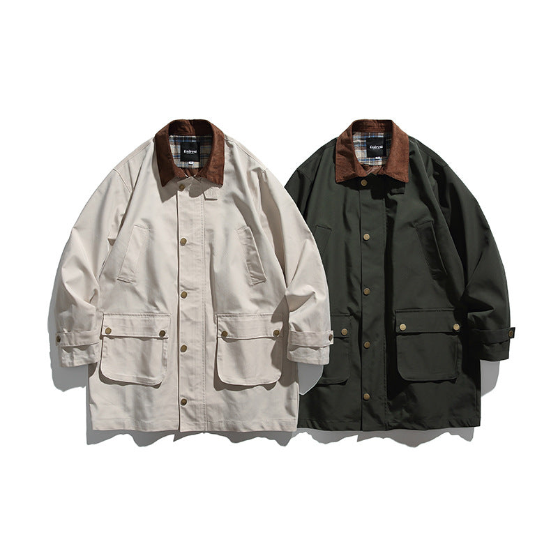 Men's Waxed Coated Outdoor Coat with Cord Collar Fashion Glam