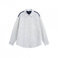 Unisex Oversize-Longsleeve shirt with fine pinstripes and contrasting shoulder piping Fashion Glam