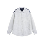 Unisex Oversize-Longsleeve shirt with fine pinstripes and contrasting shoulder piping Fashion Glam