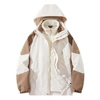 Men's water-repellent two-layer trekking jacket with removable fleece inner jacket and hood Fashion Glam