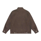Unisex Boxy Shirt Jacket in Worker Style with Stand Collar, Front Zipper and Flap Pockets Fashion Glam