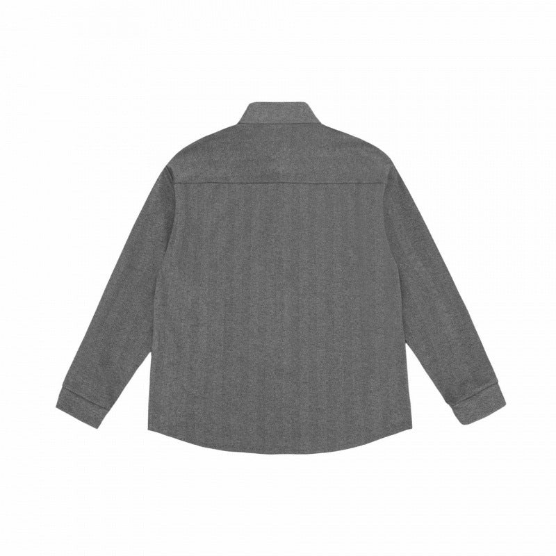 Unisex Oversize shirt with short stand-up collar, continuous button placket and textured weave structure Fashion Glam