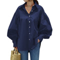 Women's Oversize Blouse with Balloon Sleeves and Shirt Collar Fashion Glam