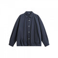 Unisex Boxy Shirt Jacket with Snap Button Placket, Shirt Collar and Elastic Hem Fashion Glam