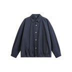 Unisex Boxy Shirt Jacket with Snap Button Placket, Shirt Collar and Elastic Hem Fashion Glam