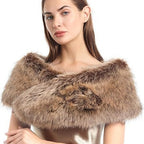 Women's Removable Faux Fur Stole with Voluminous Shawl Collar Fashion Glam
