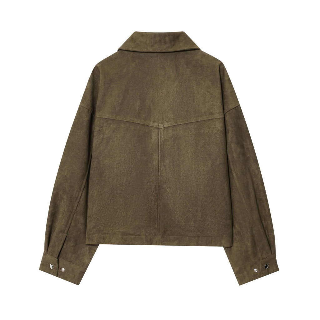Women's short jacket in field style made of suede look with XXL pockets Fashion Glam