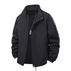 Men's minimalist technical leisure jacket with high collar, concealed zipper, and elastic cuffs Fashion Glam