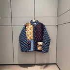 Women Padded Patchwork Quilted Jacket with Toggle Closures and Patch Pockets Fashion Glam