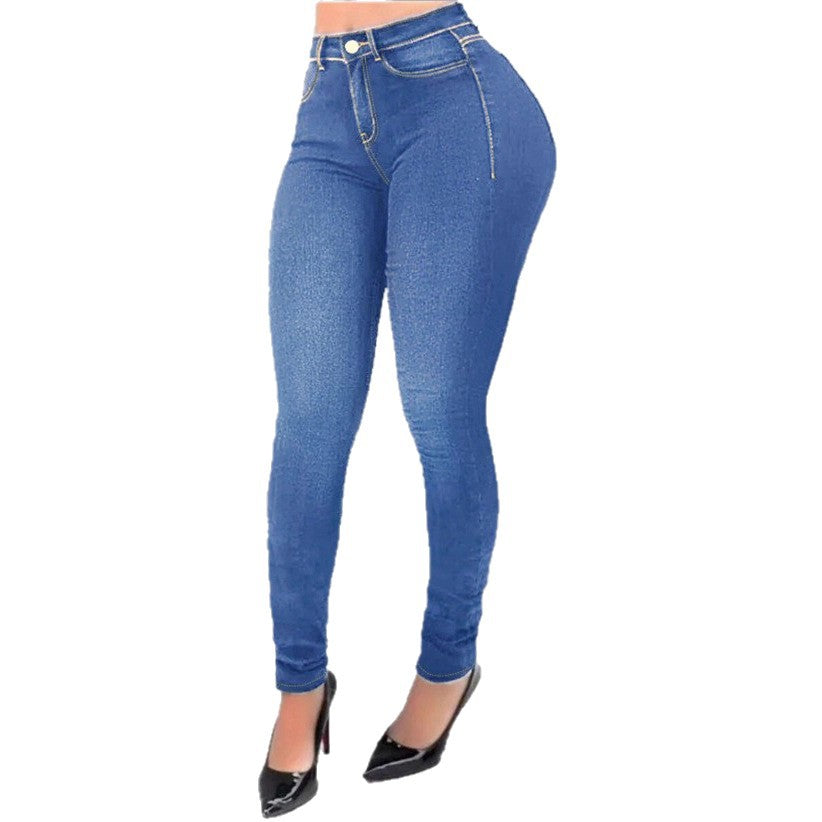 Ladies High-Cut Sculpting Jeggings in Denim Look with Push-Up Effect Fashion Glam