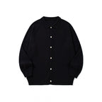 Unisex Boxy Knit Cardigan with Shirt Collar, Raglan Sleeves and Ribbed Hems Fashion Glam