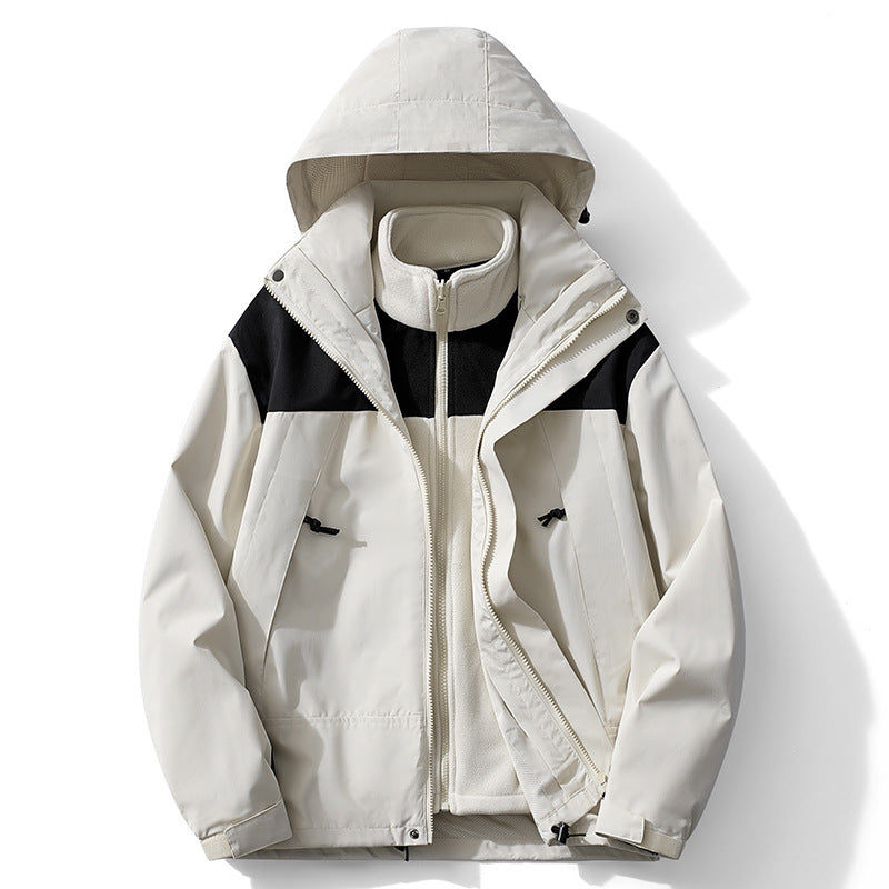Men's two-layer softshell trekking jacket with removable fleece inner jacket and hood Fashion Glam