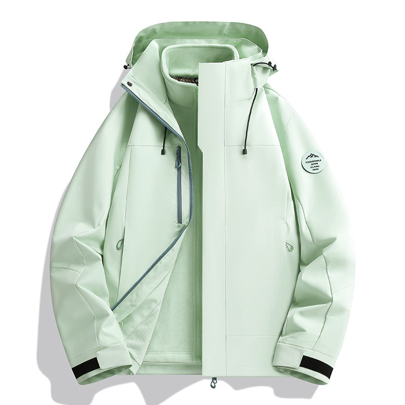 Unisex Water-Repellent Softshell Jacket with Fleece Lining and Adjustable Hood Fashion Glam