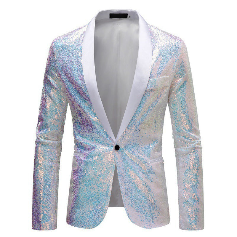 Fashion Glam Men's Sequin Blazer with Shawl Collar