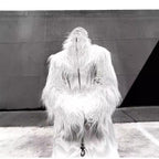 Men's Statement Faux Fur Jacket with Long Shaggy Sleeves and Asymmetrical Zipper Fashion Glam