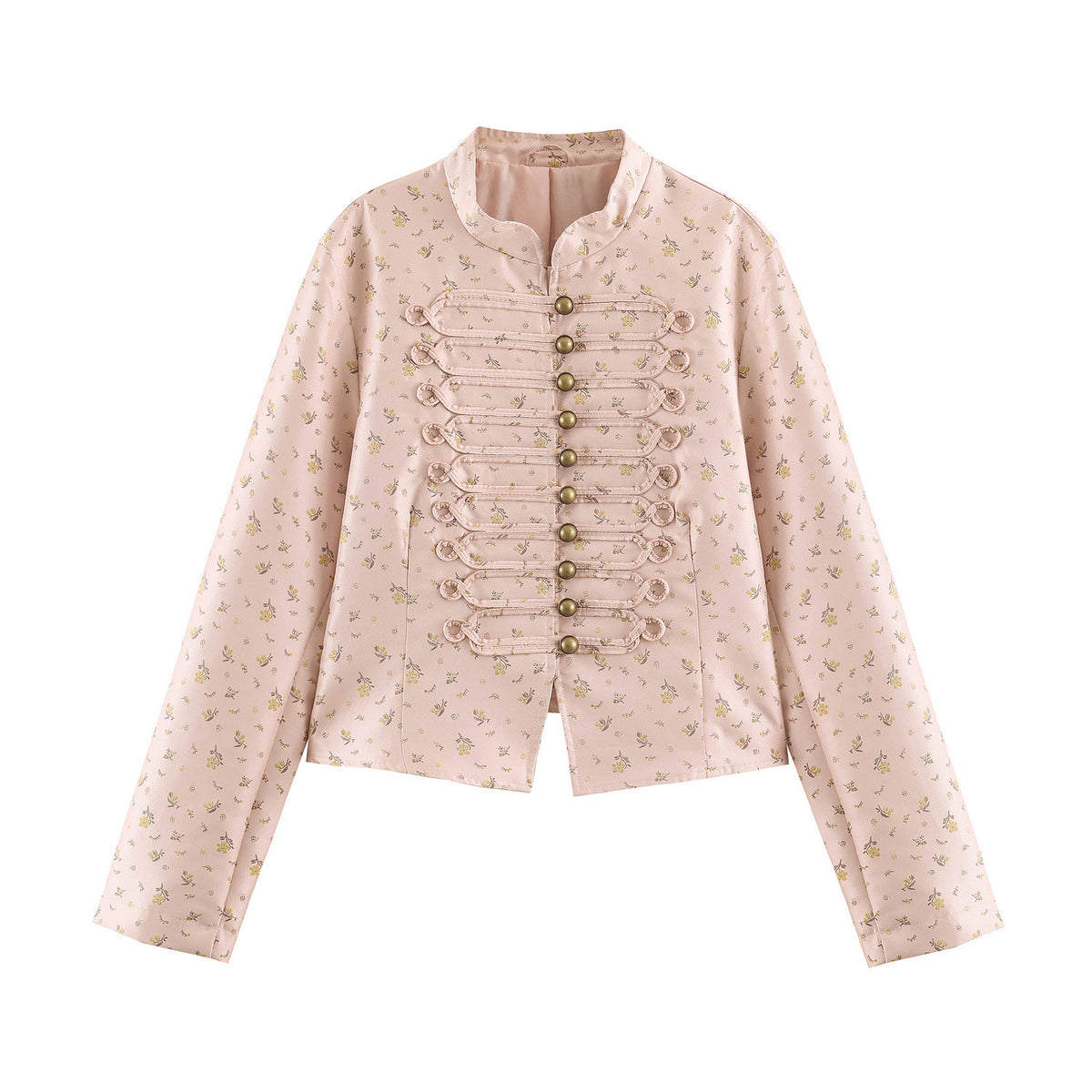 Ladies short jacket with Mandarin collar and decorative toggle fastenings Fashion Glam
