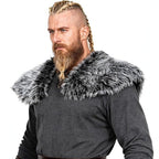 Men's shoulder cape in Viking/LARP style made of high-quality faux fur with a wide lapel collar Fashion Glam