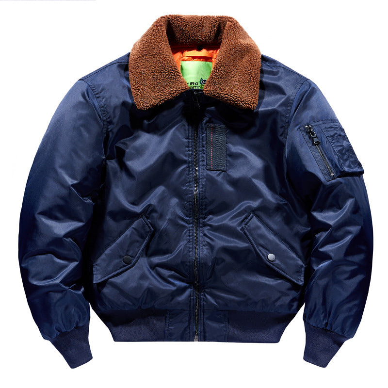 Men's pilot bomber jacket with teddy collar, water-repellent nylon shell and sleeve utility pocket Fashion Glam