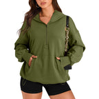 Women's Oversize Half-Zip Hoodie with Kangaroo Pocket Fashion Glam