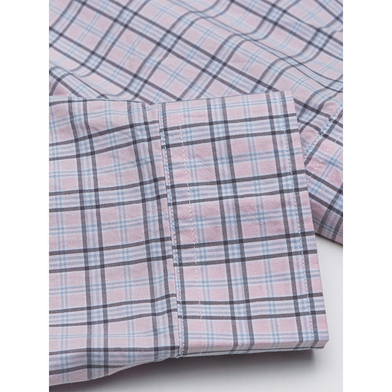 Women Checked Oversize Shirt with Asymmetrical Chest Pocket and Rounded Hem Fashion Glam