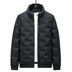 Men's Stand Collar Quilted Jacket with Geometric Quilting and Elastic Cuffs Fashion Glam