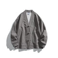 Men's loose-fitting kimono jacket in Hanfu style with drawstring closures and patch pockets Fashion Glam