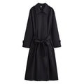 Ladies longer waist-adjustable trench coat with tie belt and epaulettes Fashion Glam