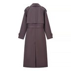 Women Longer tailored trench coat with double button placket, epaulettes and tie belt Fashion Glam