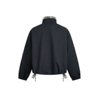 Women Short Tail Bomber Jacket with Stand-Up Collar and Patterned Lining Fashion Glam