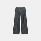 Women's Wide Leg Marlene Trousers with Pleat and Fine Pinstripe Fashion Glam
