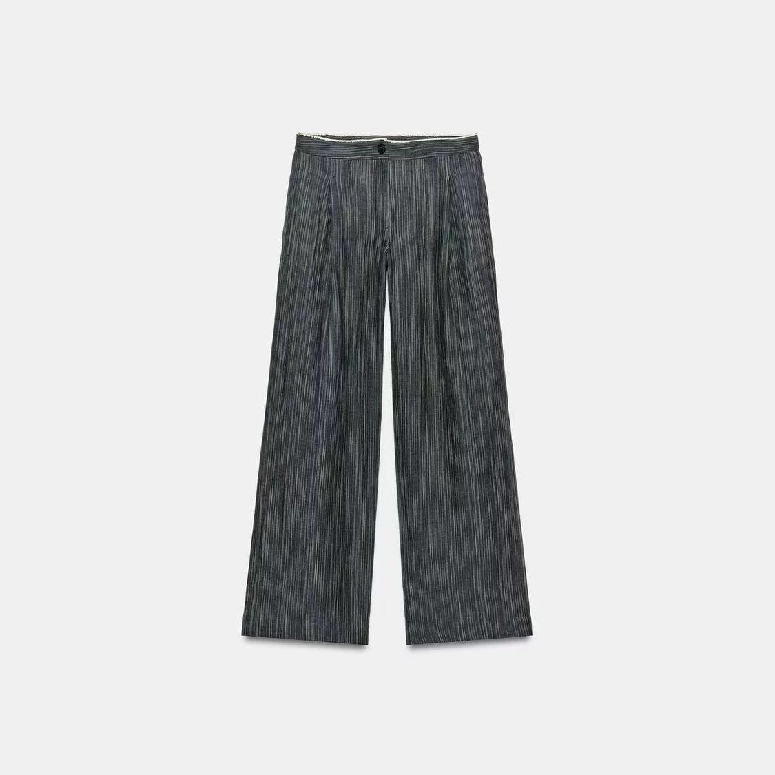 Women's Wide Leg Marlene Trousers with Pleat and Fine Pinstripe Fashion Glam