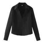 Women Elegant tailored shirt blouse with fine button placket and pointed collar Fashion Glam