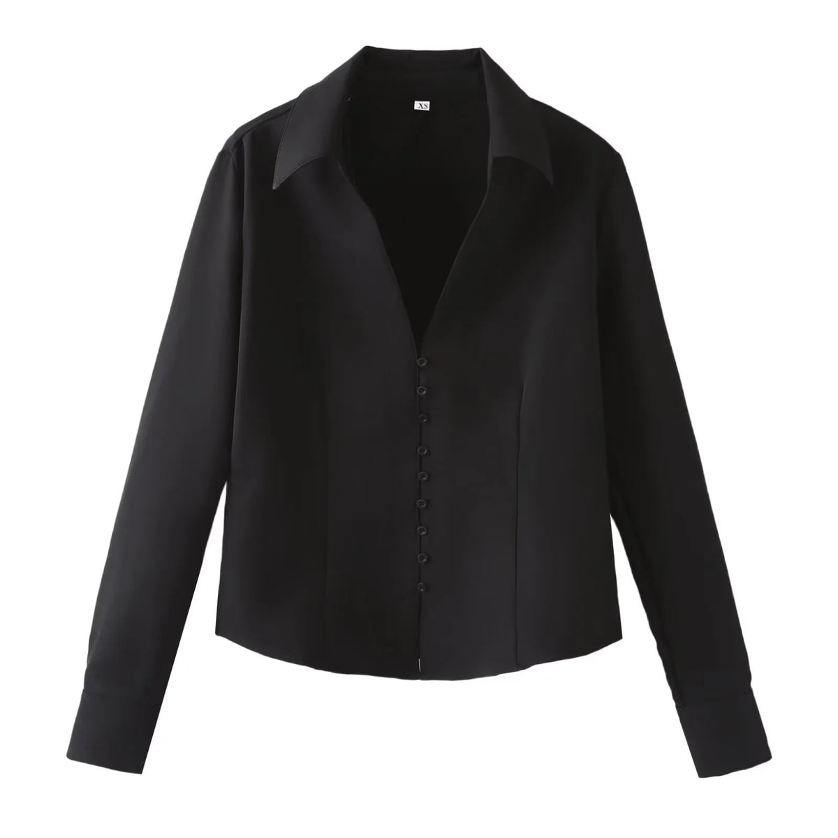Women Elegant tailored shirt blouse with fine button placket and pointed collar Fashion Glam