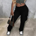 Women's Utility Cargo Pants with High Waist, Straight Leg and Side Flap Pockets Fashion Glam