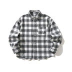 Unisex Oversize checkered flannel overshirt with shirt collar and chest pocket Fashion Glam